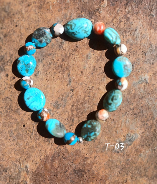 Kingman Turquoise Stretch Bracelet 🩵🧡🩵